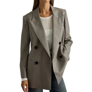 Reiss Women's Taupe Double-Breasted Blazer